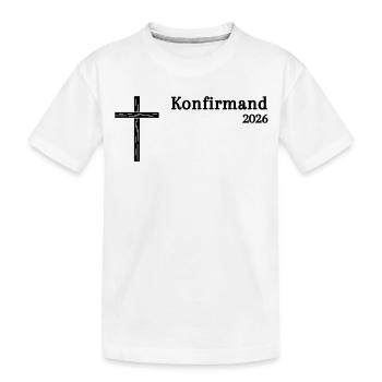 Confirmation 2026 Confirmation Croix en bois simple - T-shirt bio Premium Enfant - blanc - Devant