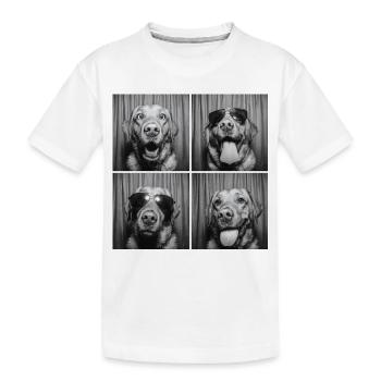Funny Labrador Dog Retro Photo Booth - Kids' Premium Organic T-Shirt - white - Front