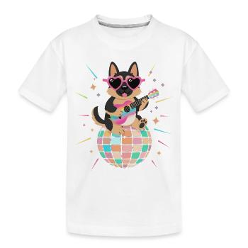 Berger Allemand Boule Disco Années 80 Rétro Drôle - T-shirt bio Premium Enfant - blanc - Devant