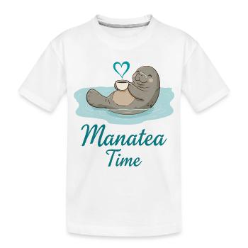 Manatee Marine Animal Ocean Loves Tea - Kids' Premium Organic T-Shirt - white - Front