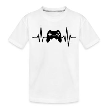 Heartbeat Gamer, Gamecontroller Strichzeichnung Design - Kinder Premium Bio T-Shirt - Weiß - Vorne