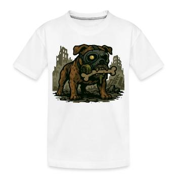 Masque à gaz Bulldog dans une ville en ruine - T-shirt bio Premium Enfant - blanc - Devant