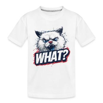 Wütende Katze – What? Design - Kinder Premium Bio T-Shirt - Weiß - Vorne