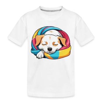 Schlummernder Welpe Regenbogen Schal - Kinder Premium Bio T-Shirt - Weiß - Vorne