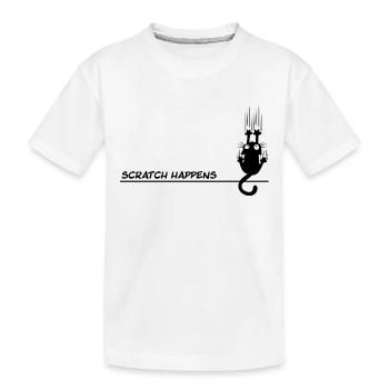 Scratch Happens - Jeu de mots amusant pour chat - T-shirt bio Premium Enfant - blanc - Devant