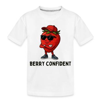 Strawberry Confident Caricature - Kids' Premium Organic T-Shirt - white - Front