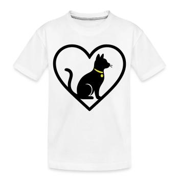 Cat Heart Silhouette Cute Pet Lover - Kids' Premium Organic T-Shirt - white - Front