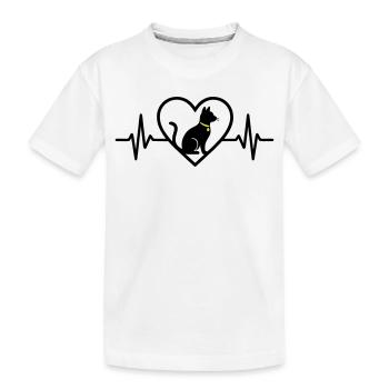 Cat Heart Silhouette Cute Pet Lover Gift - Kids' Premium Organic T-Shirt - white - Front