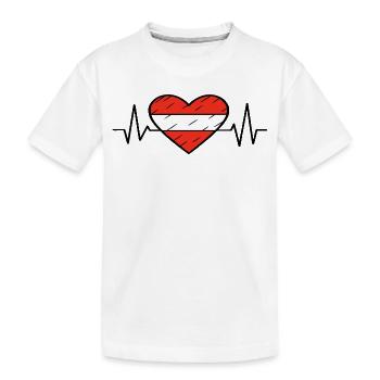 Österreich Flagge Heartbeat Line Austrian Pride Design - Kinder Premium Bio T-Shirt - Weiß - Vorne