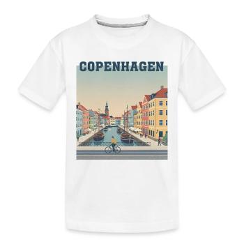 Paysage du canal de Copenhague Port Pastel - T-shirt bio Premium Enfant - blanc - Devant