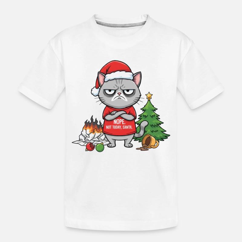 Le sombre chat de Noël refuse le Père Noël - T-shirt bio Premium Enfant - blanc