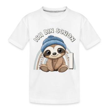 1er anniversaire paresseux arc-en-ciel mignon mignon - T-shirt bio Premium Enfant - blanc - Devant