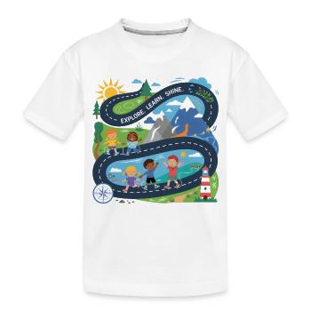 Motivational Gift Child Explore Learn Shine School - Kids' Premium Organic T-Shirt - white - Front