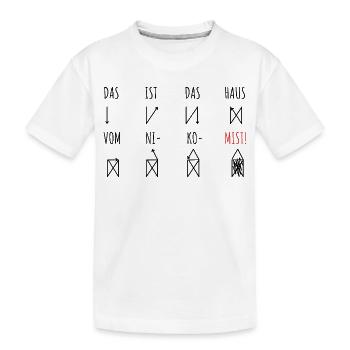 Voici la maison de Saint Nicolas | Erreurs absurdes - T-shirt bio Premium Enfant - blanc - Devant