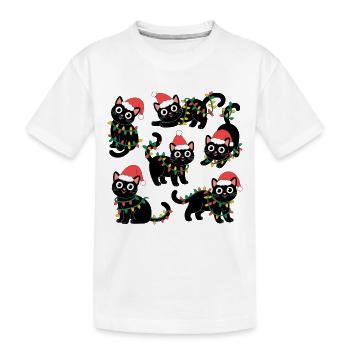 Lumières de Noël pour chats - T-shirt bio Premium Enfant - blanc - Devant
