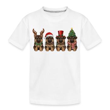 Getigerte Katze Vintage Weihnachtsbeleuchtung - Kinder Premium Bio T-Shirt - Weiß - Vorne