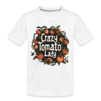 Crazy Tomato Lady – Drôle de design de culture de tomates - T-shirt bio Premium Enfant - blanc - Devant