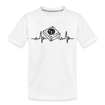 Platine Vinyle Rythme Musique DJ Électro Cœur - T-shirt bio Premium Enfant - blanc - Devant