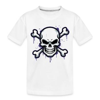 Düsterer Skull mit Knochen - Kinder Premium Bio T-Shirt - Weiß - Vorne