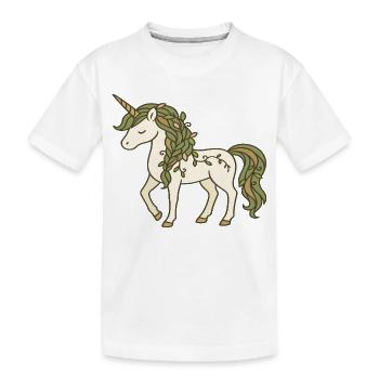 Licorne de la nature avec tresses de feuilles et vignes - T-shirt bio Premium Enfant - blanc - Devant