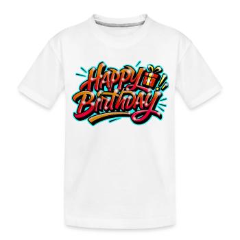 Graffiti HAPPY BIRTHDAY Namensgeschenk ideal - Kinder Premium Bio T-Shirt - Weiß - Vorne