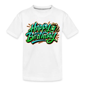 Graffiti HAPPY BIRTHDAY Namensgeschenk ideal - Kinder Premium Bio T-Shirt - Weiß - Vorne