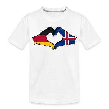 Deutschland Island Flagge Haende Herzform - Kinder Premium Bio T-Shirt - Weiß - Vorne
