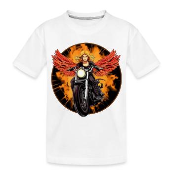 Engel Motorrad / Motorradfahrer Engel - Kinder Premium Bio T-Shirt - Weiß - Vorne