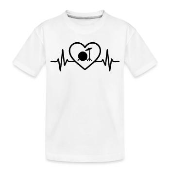 Herz Schlagzeug Bassdrum Becken - Kinder Premium Bio T-Shirt - Weiß - Vorne