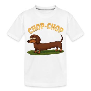 Dessin animé Dachshund Chop-Chop - T-shirt bio Premium Enfant - blanc - Devant