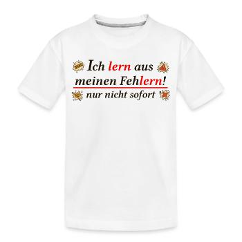Ich lern aus meinen Feh-lern – Funny Learning Pun  - Kinder Premium Bio T-Shirt - Weiß - Vorne