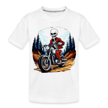 Skeleton Motorcyclist - Kids' Premium Organic T-Shirt - white - Front