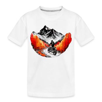 Motorcyclists in the mountains in autumn - Kids' Premium Organic T-Shirt - white - Front