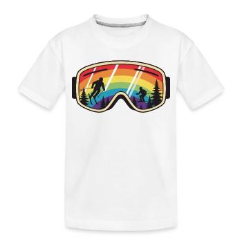 Skibrille Regenbogenberg - Kinder Premium Bio T-Shirt - Weiß - Vorne