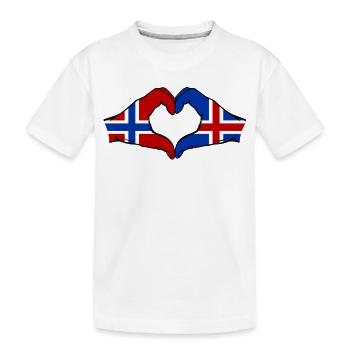Norway Iceland Flag Hands Heart - Kids' Premium Organic T-Shirt - white - Front