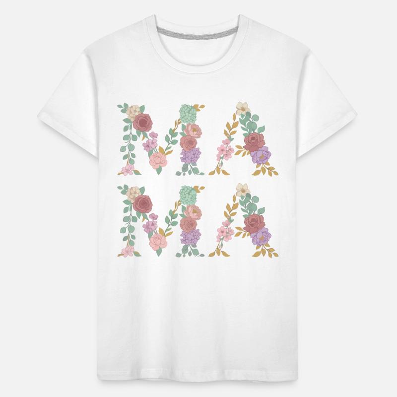 Mama Blumen Floral Schrift Beste Mutter Muttertag Kinder Premium Bio T-Shirt