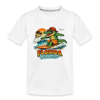Surfender Alligator in Florida - Kinder Premium Bio T-Shirt - Weiß - Vorne