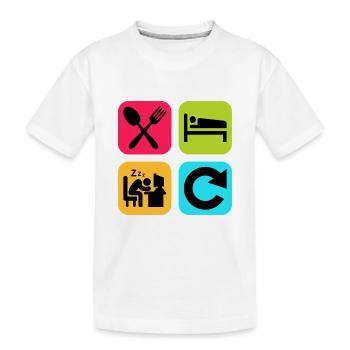 Mange, Dors, travaille, répète une citation drôle, travail - T-shirt bio Premium Enfant - blanc - Devant