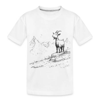Sommets alpins avec chèvre - T-shirt bio Premium Enfant - blanc - Devant