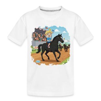 Bouno Rides a Horse - Little Rider Comic - Kids' Premium Organic T-Shirt - white - Front