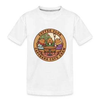 Capybara Cafe Crew Coffee Club - Kids' Premium Organic T-Shirt - white - Front