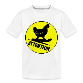 Kids Snowboarding Attention Chicken - Kids' Premium Organic T-Shirt - white - Front