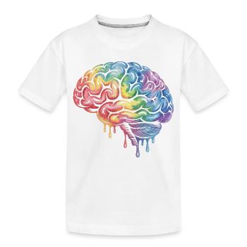 Regenbogenhirn Farbverlauf Druckdesign - Kinder Premium Bio T-Shirt - Weiß - Vorne
