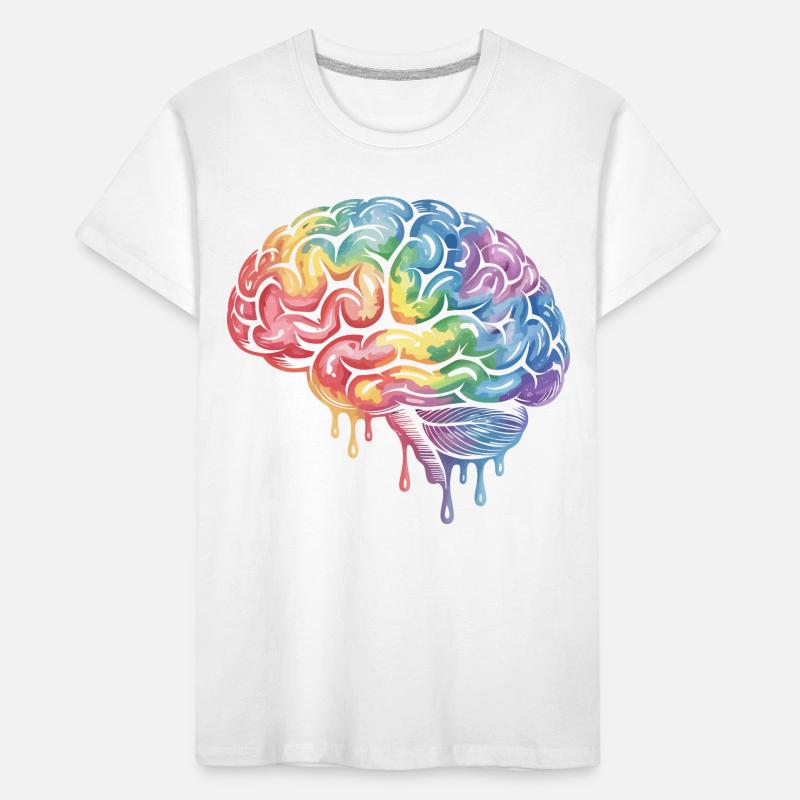 Rainbow Brain Gradient Print Design Kids' Premium Organic T-Shirt