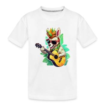 Lama à la guitare sous les tropiques - T-shirt bio Premium Enfant - blanc - Devant