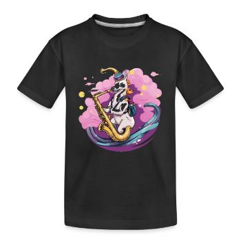 Licorne au saxophone dans la magie du brouillard - T-shirt bio Premium Enfant - noir - Devant