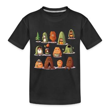 WaldYeti Cuddle Worlds - Kids' Premium Organic T-Shirt - black - Front
