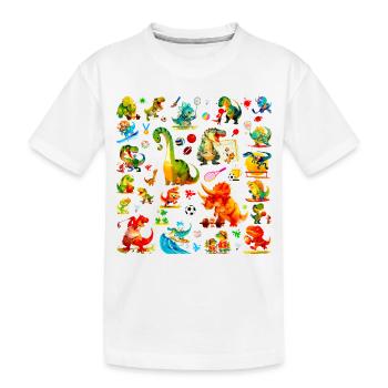 Motif de dinosaures sportifs mignons, championnat de dinosaures - T-shirt bio Premium Enfant - blanc - Devant