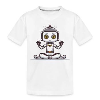 Small robot in lotus position - Kids' Premium Organic T-Shirt - white - Front