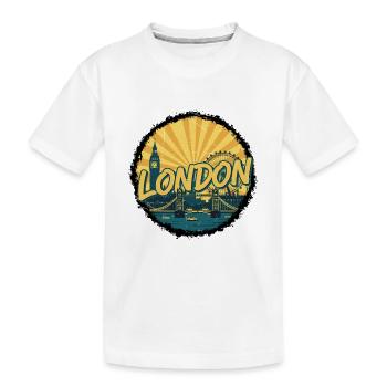 London City Skyline Tower Bridge Retro Badge - Kids' Premium Organic T-Shirt - white - Front